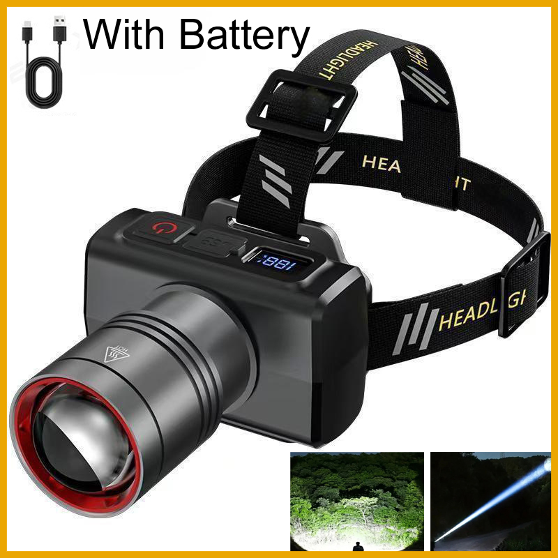 Motion Sensor Outdoor - Lanterna de Cabeça Digital LED Recarregável