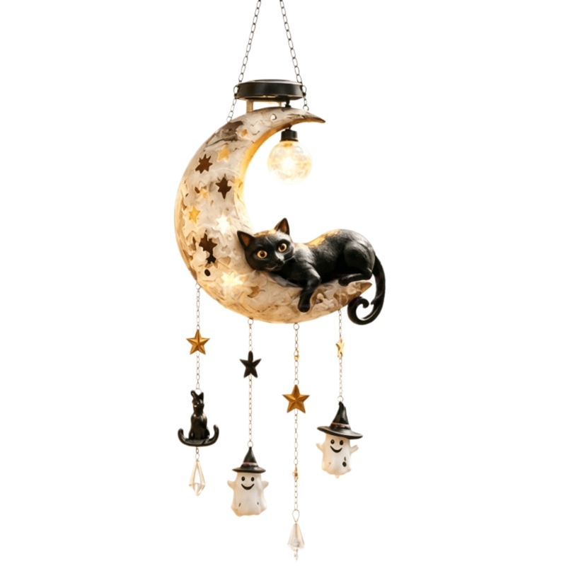 Outdoor Lighting Accent - L43a solar halloween gatos pretos lua