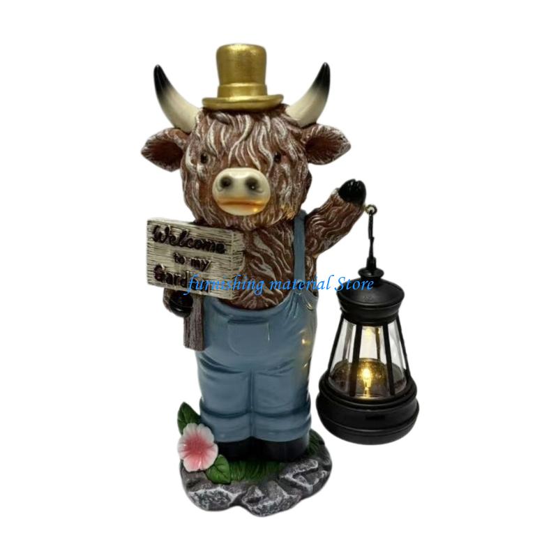 Outdoor Lighting Accent - Estátua jardim vaca Y5GD com luz
