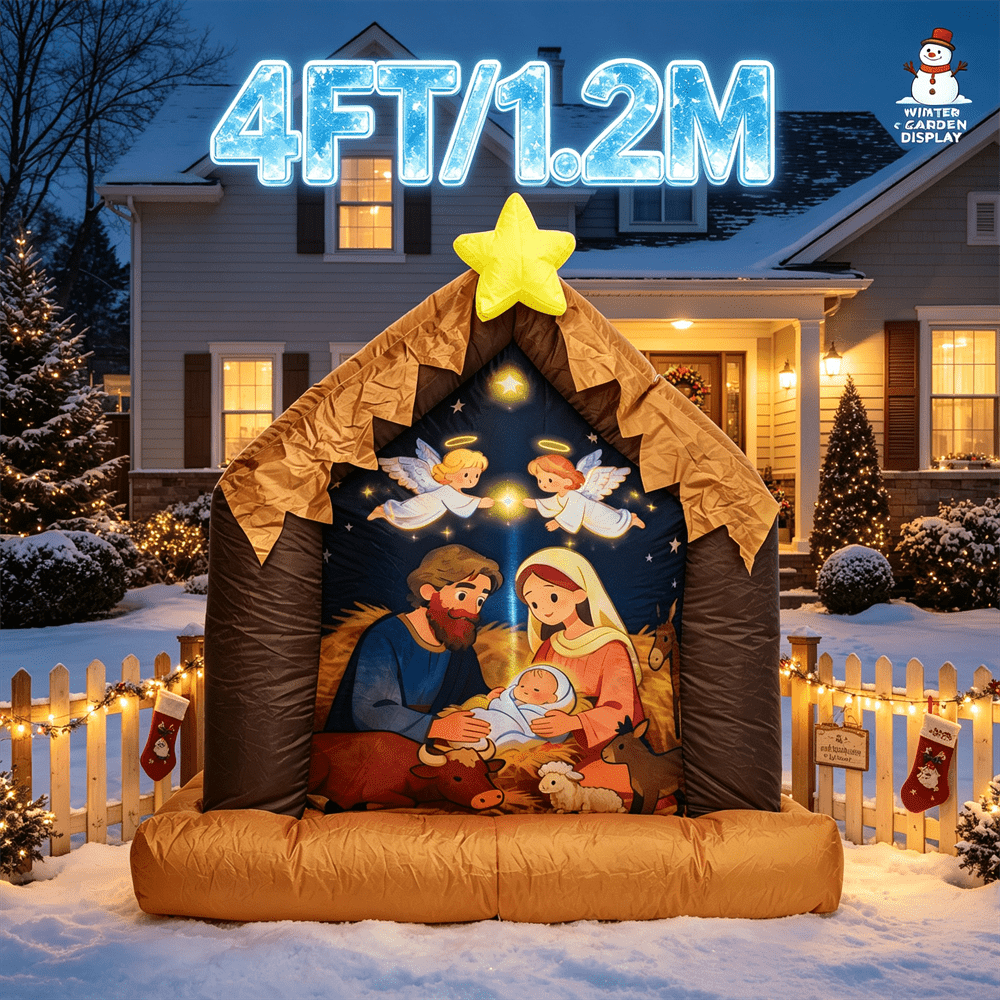 Xmas Outdoor Lighting Decorations - Presépio inflável de Natal com 1,2