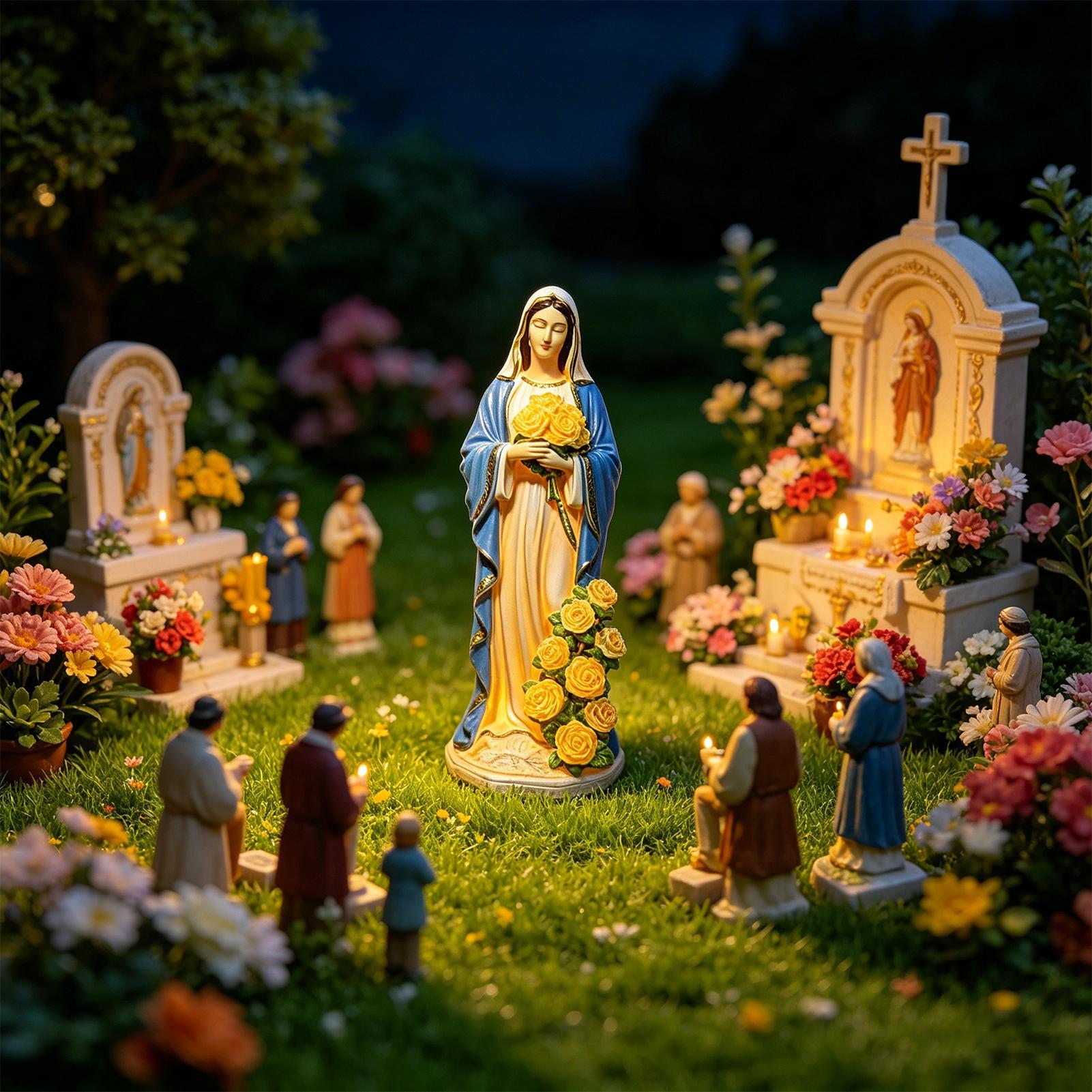 Estátua Solar da Virgem Maria  - Outdoor Lighting For Backyard avaliação e preço