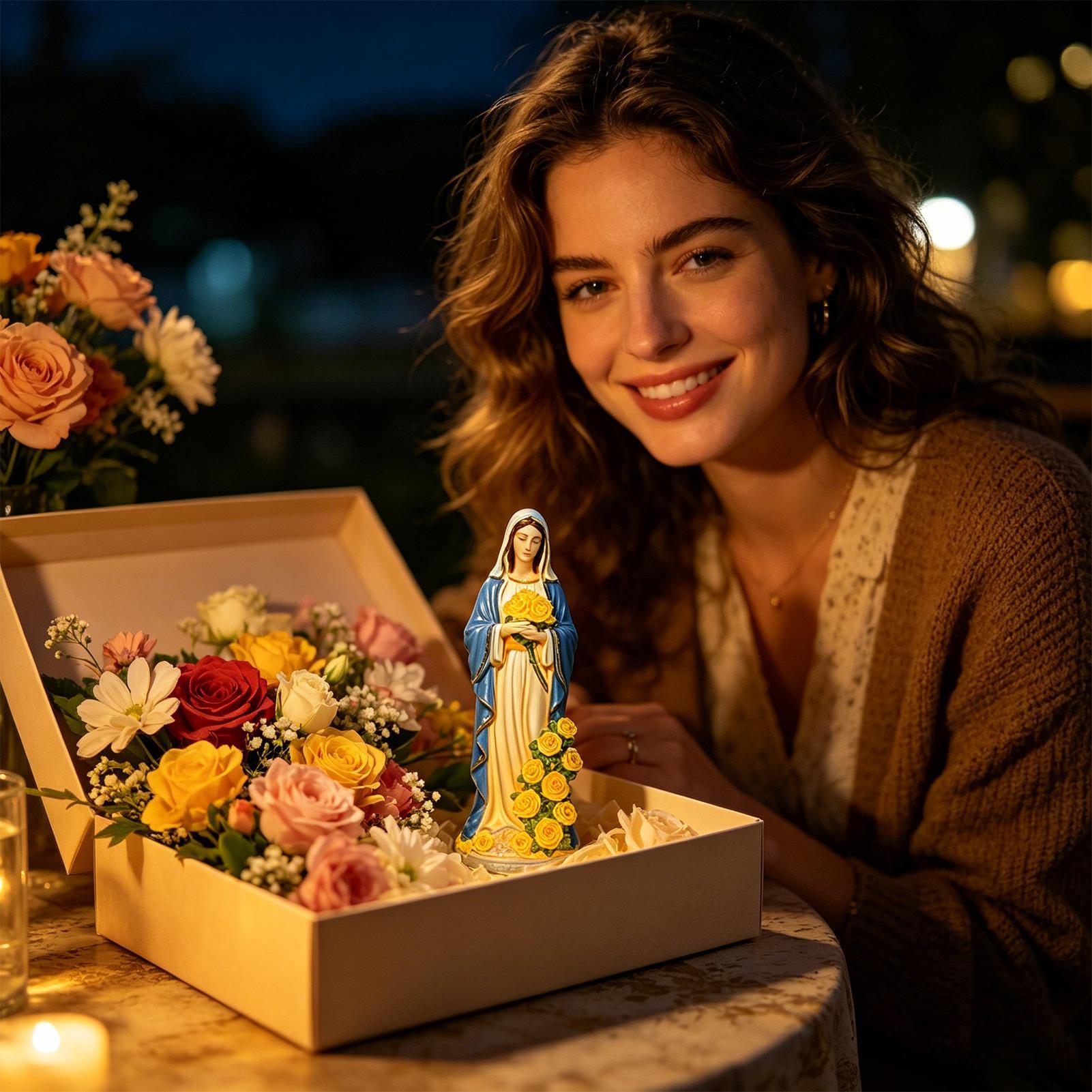 Estátua Solar da Virgem Maria  - Outdoor Lighting For Backyard avaliação e preço