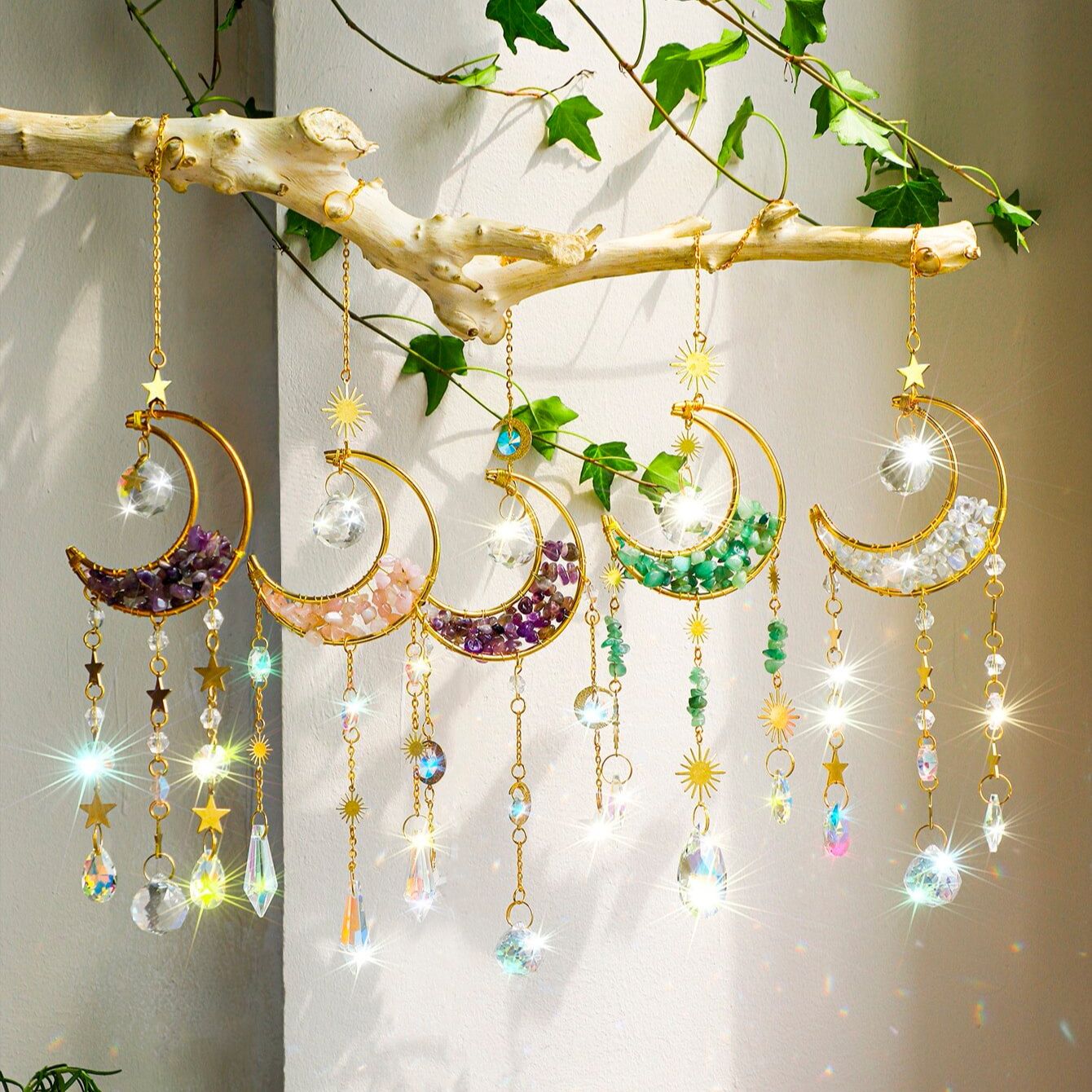 Cristal suncatcher lua ametist - Xmas Outdoor Lighting Decorations avaliação e preço