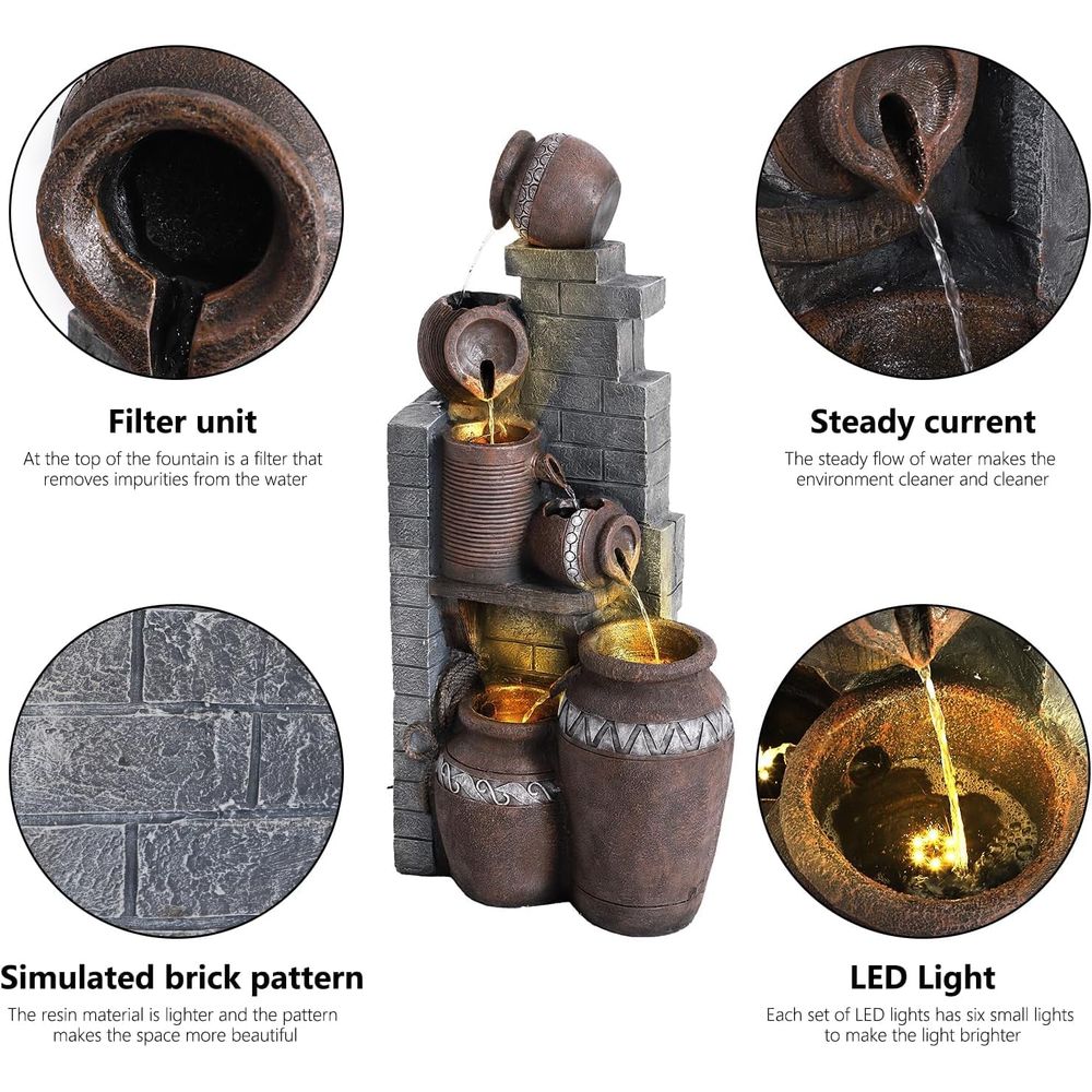 Fonte de Água em Cascata de Re - Outdoor Lighting For Backyard avaliação e preço