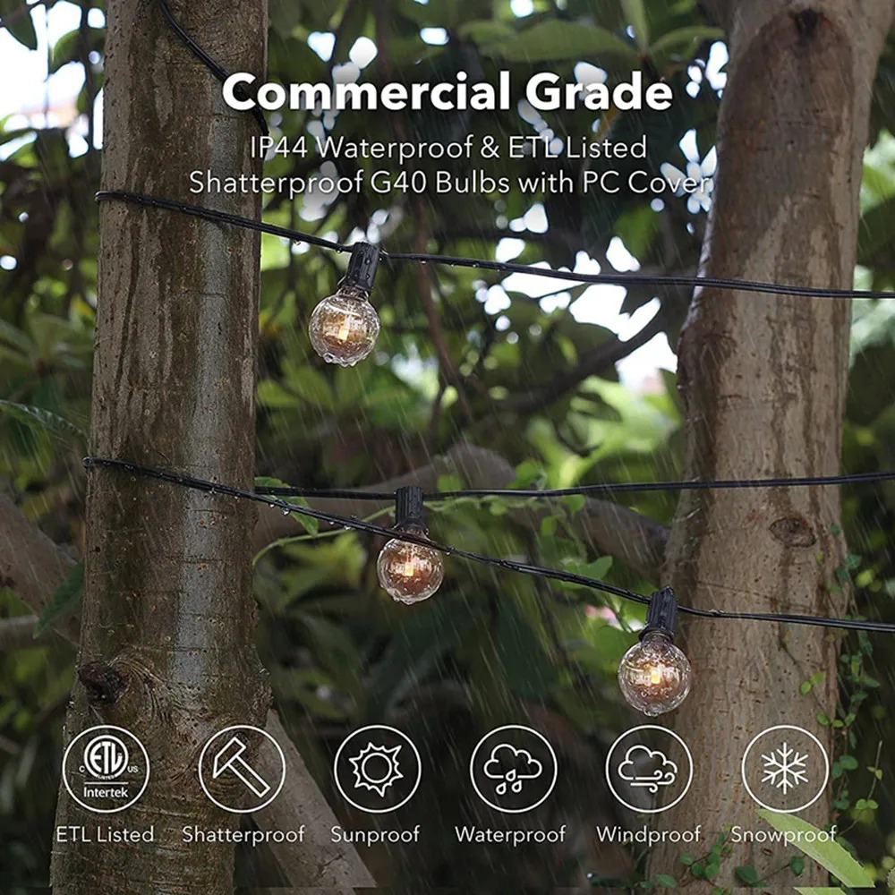 Luzes de Cordão G40 de 8M/15M  - Outdoor Lighting For Backyard avaliação e preço