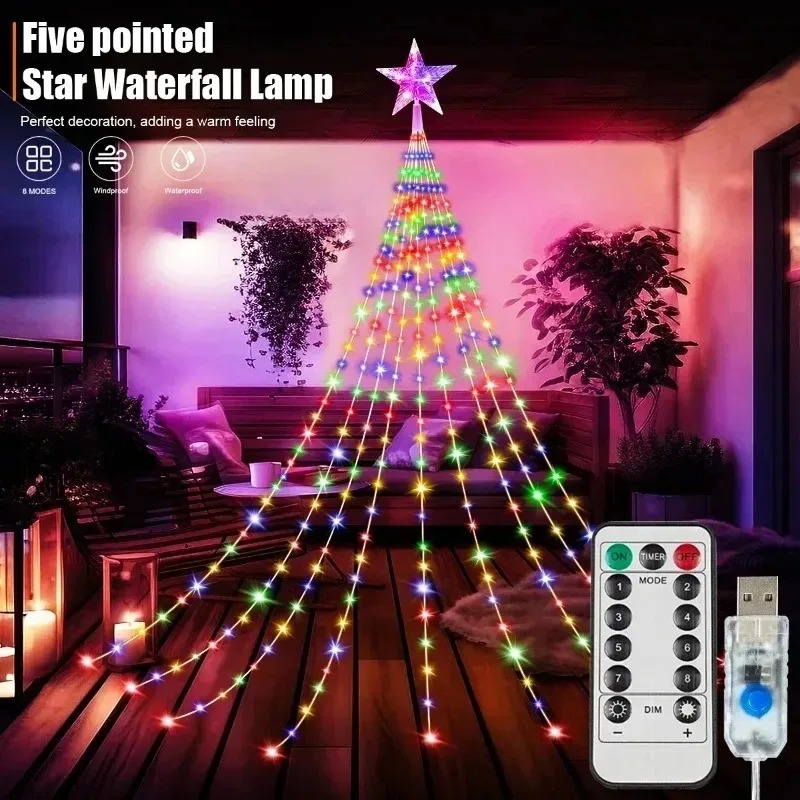 Luzes de Fada em Cascata com 2 - Xmas Outdoor Lighting Decorations avaliação e preço