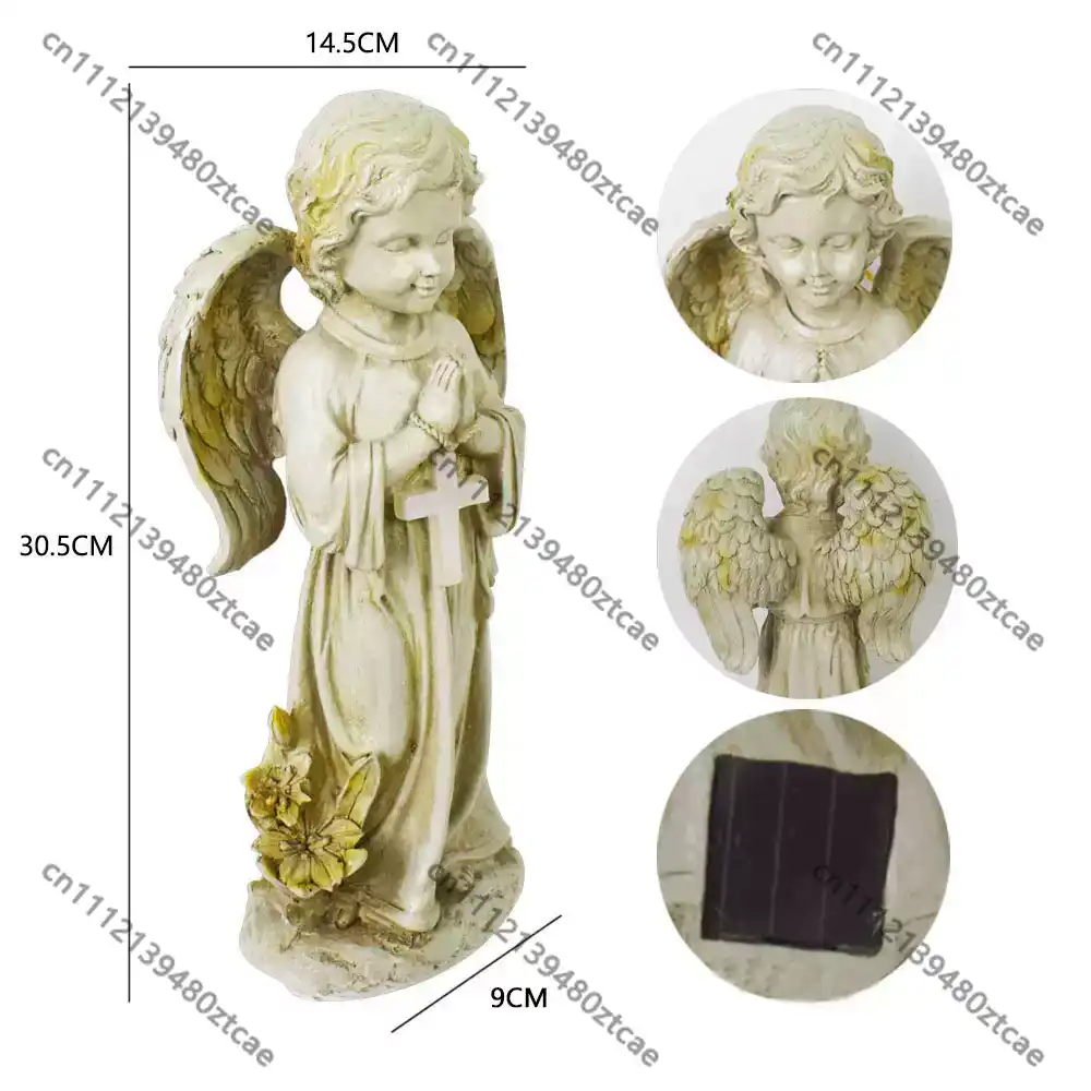 Estátua de Anjo Solar com Luz  - Outdoor Lighting Brass avaliação e preço