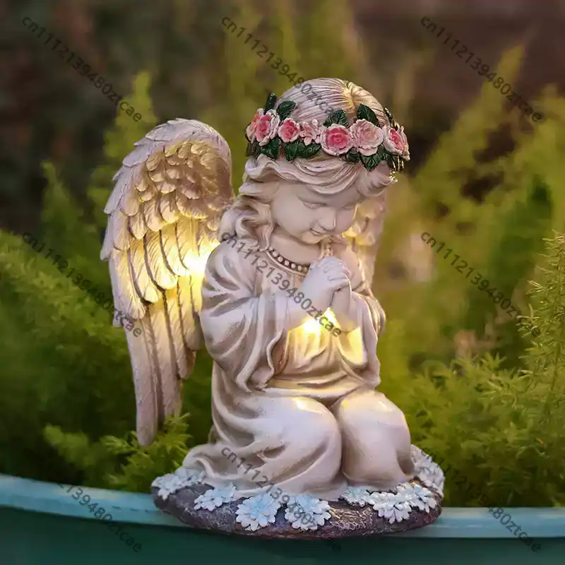 Estátua de Anjo Solar com Luz  - Outdoor Lighting Brass avaliação e preço